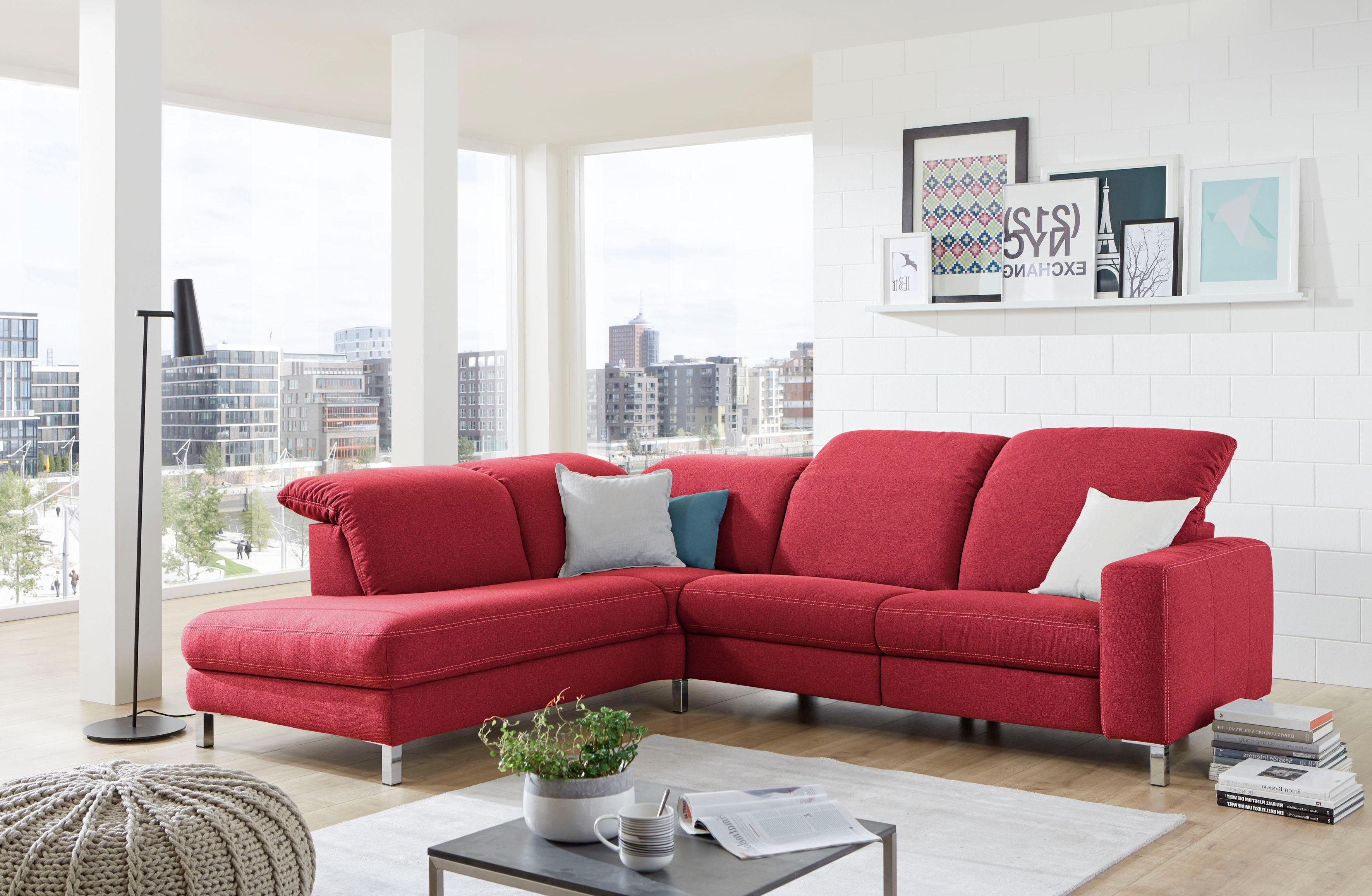 Relaxfunktion mit wahlweise rot Polsterecke, Ecksofa, 3C Candy