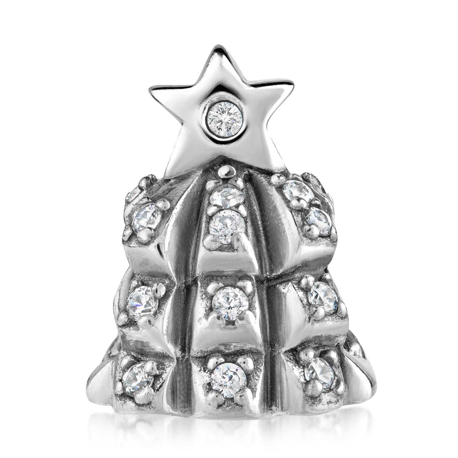 Materia Bead Weihnachtsbaum Christbaum Zirkonia Steinen weiß 915, 925 Silber, Zirkonia