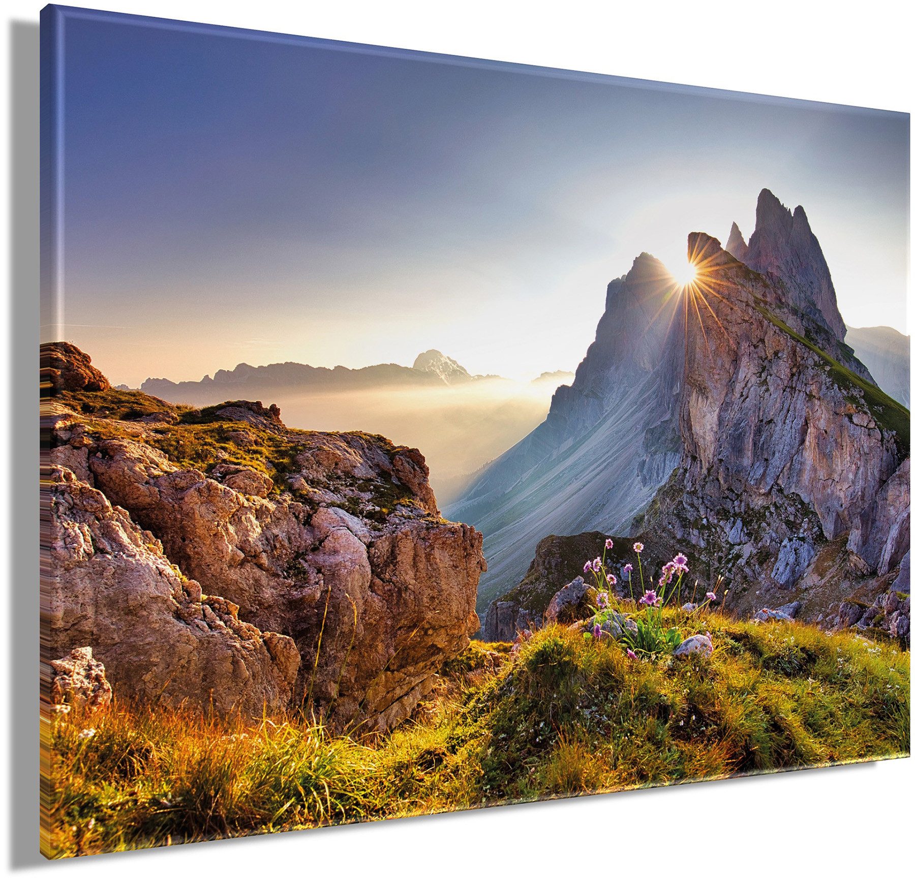 Bönninghoff Bild BERGE SONNENAUFGANG 46x61 cm – Leinwandbild Keilrahmen Deko modern