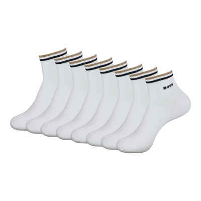 BOSS Kurzsocken SH Socks Stripe CC (4-Paar) mit BOSS Logo am Bund