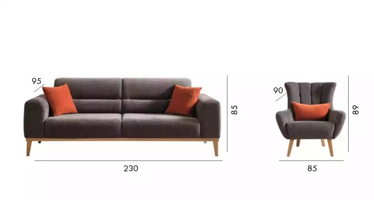 nur Polster JVmoebel Luxus 1x (1-St., Sessel), in Made Italy Textil Sessel Neu Design Sitzer Grau 1 Sitzer Sessel Lounge