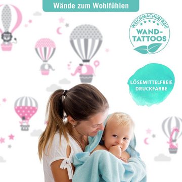 lovely label Wandsticker Heißluftballons rosa/grau - Wandtattoo Kinderzimmer Mädchen