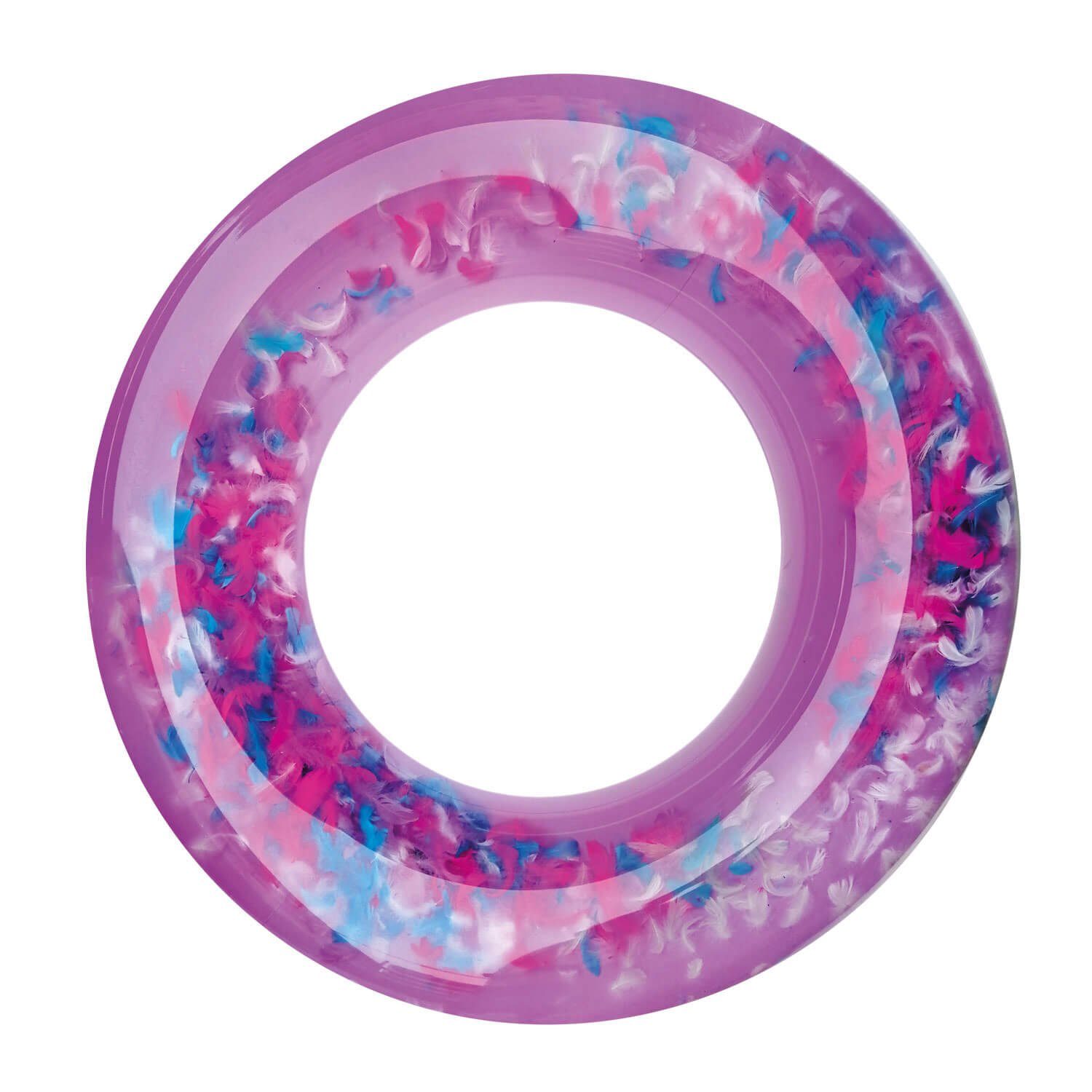 Alert Schwimmring Schwimmring mit Federn 119 cm XL Schwimmreifen Alert Splash, befüllt mit bunten Federn