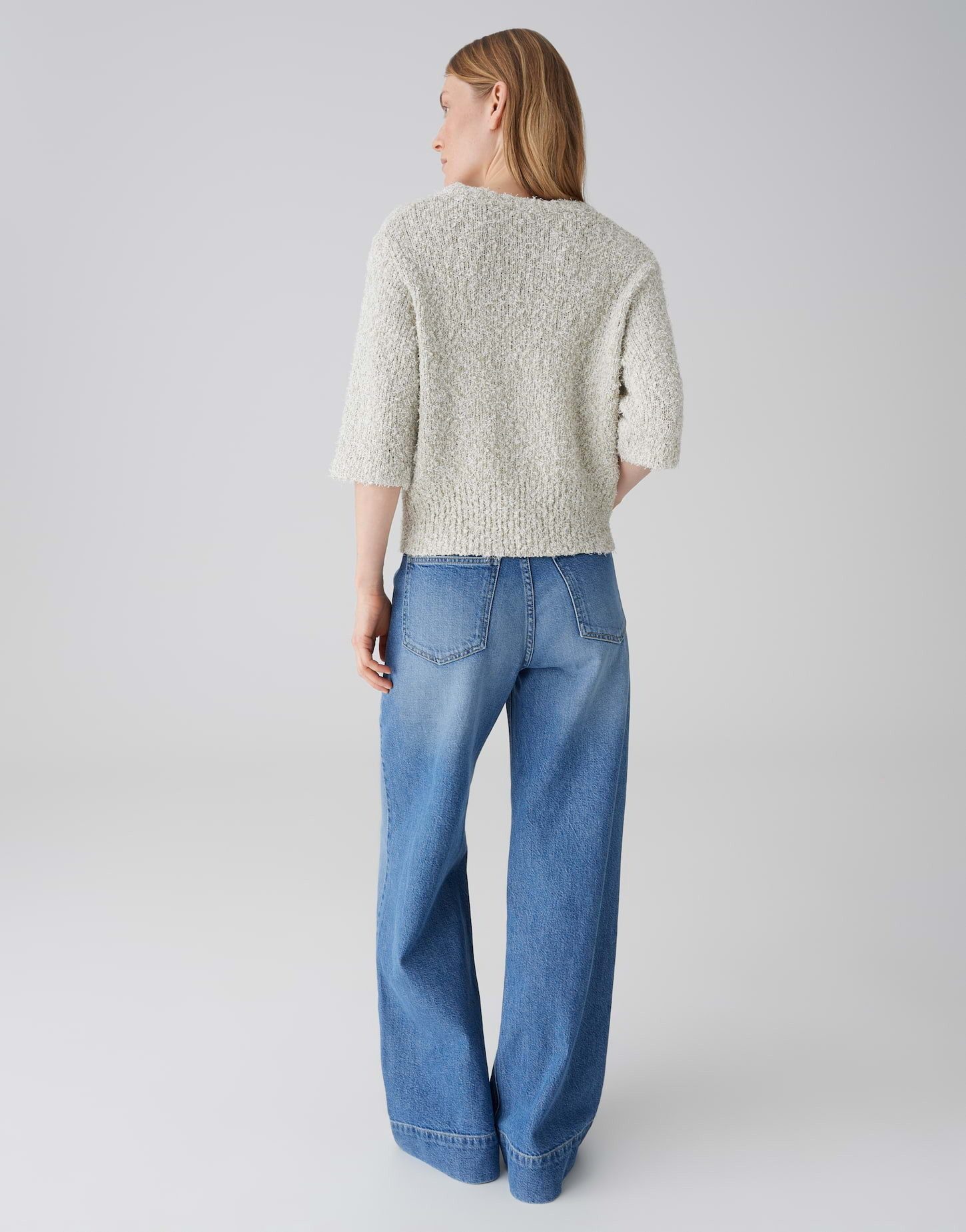 OPUS Strickpullover Pamos Halbarm mit Rundhalsausschnitt