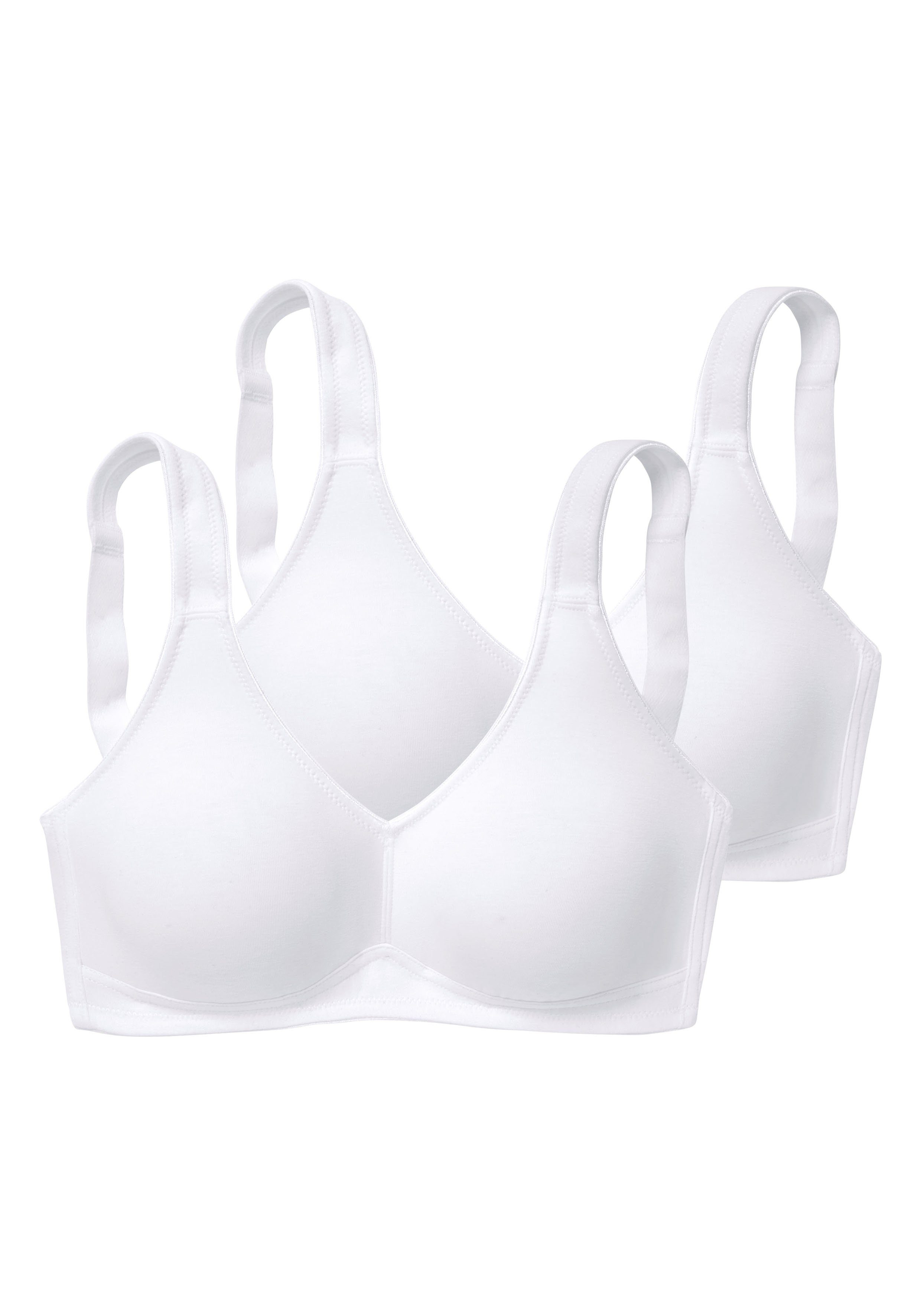 petite fleur by Lascana Entlastungs-BH, BH ohne Bügel, Baumwoll BH (Packung, 2 Stück) mit breiten Trägern, große Größen, bequemer BH – Bild 2 von 5