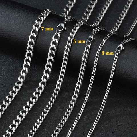 Ware aus aller Welt Panzerkette Halskette aus Edelstahl Breite: 3, 5 und 7mm Länge: 40, 50 und 60 cm