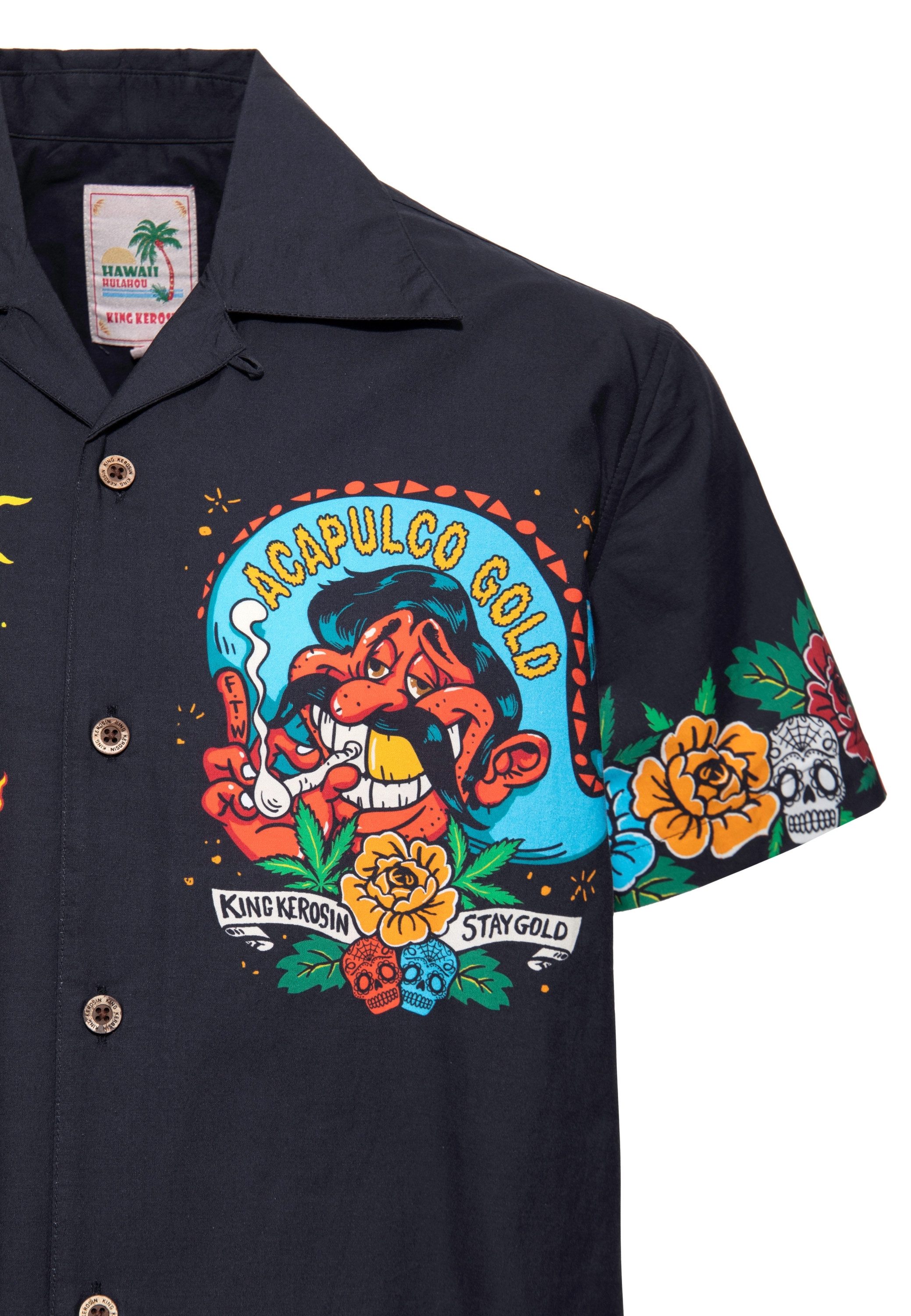 KingKerosin Kurzarmhemd Acapulco Gold mit auffälligem Artwort-Print – Bild 3 von 5
