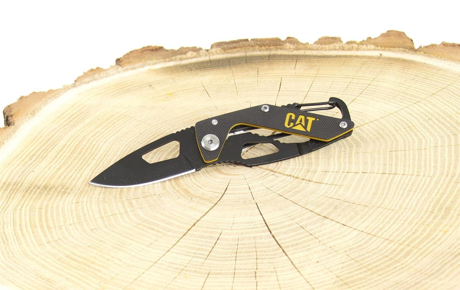 CATERPILLAR Taschenmesser Klappmesser Drop-Point-Klinge 5,4 cm Edelstahl Gürtelclip, (1 St), Drop Point Klinge, Daumenlrille, Gürtelclip, Karabinerclip