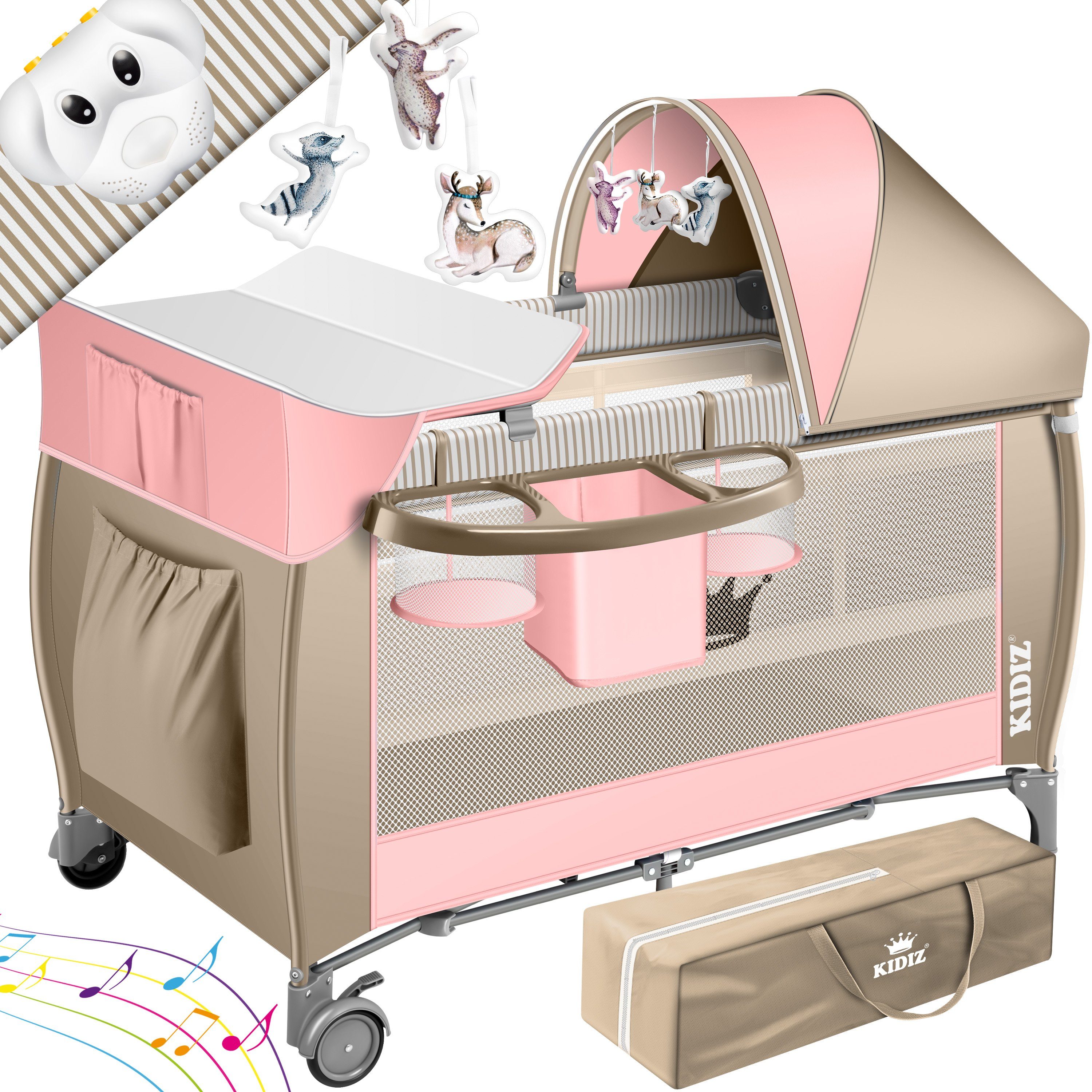 KIDIZ Baby-Reisebett, Babybett in Reisebett Kombi Set Baby Bett mit Wickelauflage