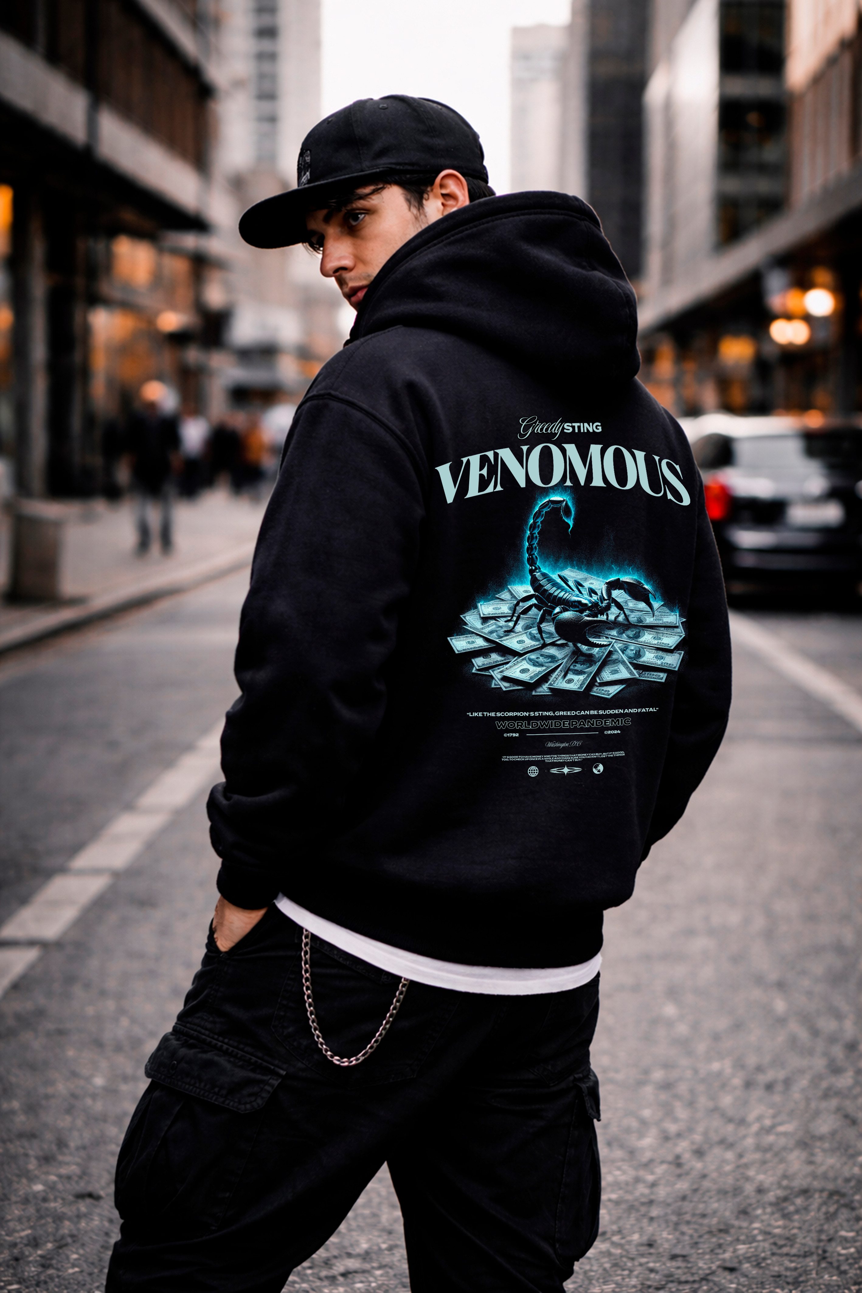 Banco Hoodie Herren Hoodie Kapuzenpullover Langarm - Streetwear mit Rückenprint Großer Rückenprint