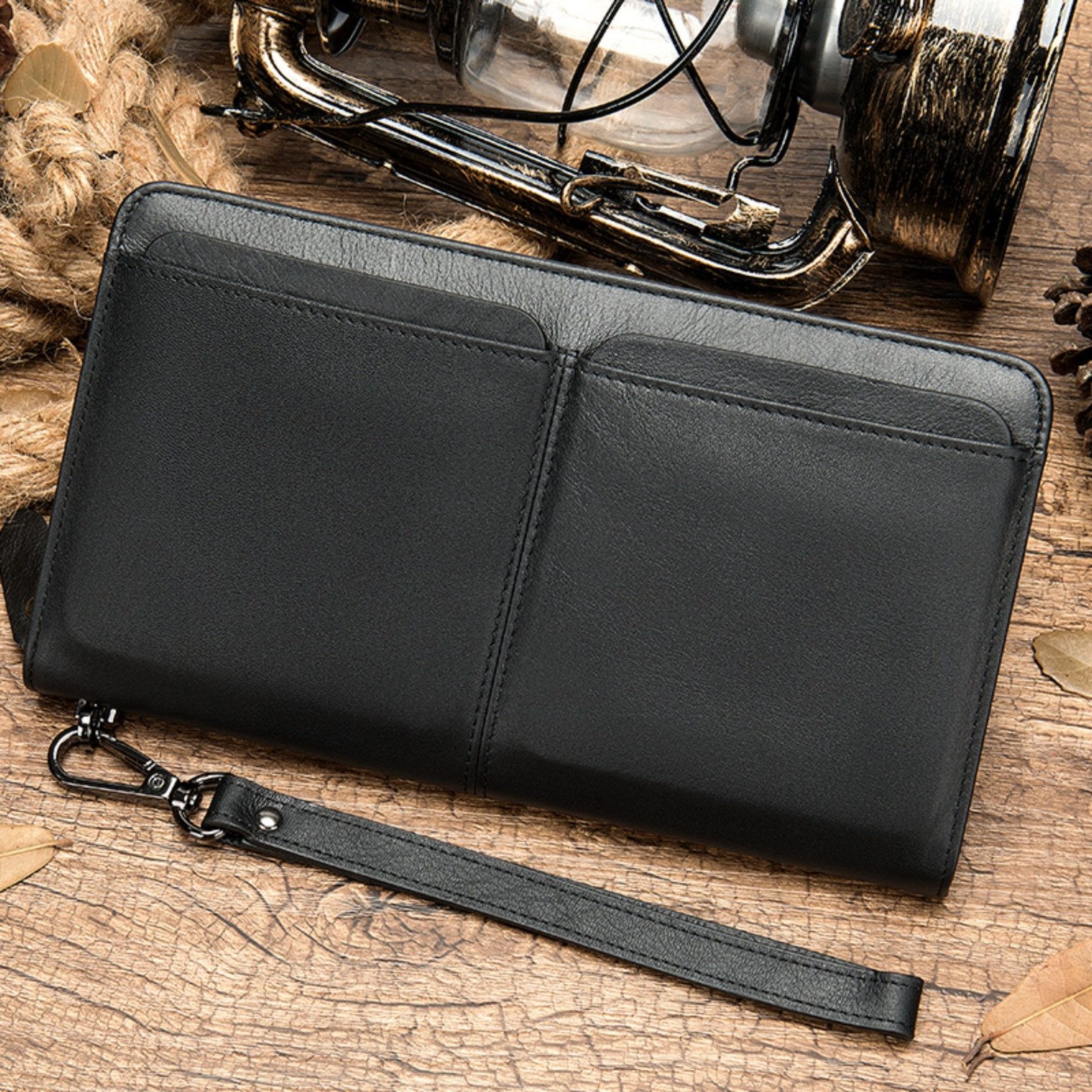 YUBRO-STUDIO Clutch Herren Geldbörse Echtleder Kartenhalter günstig online kaufen