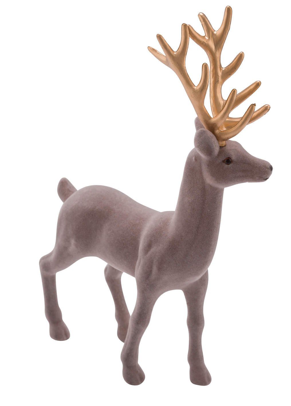 Gehlmann Weihnachtsfigur Hirsch, Samt, verschiedene Farben und Größen erhältlich beige-gold