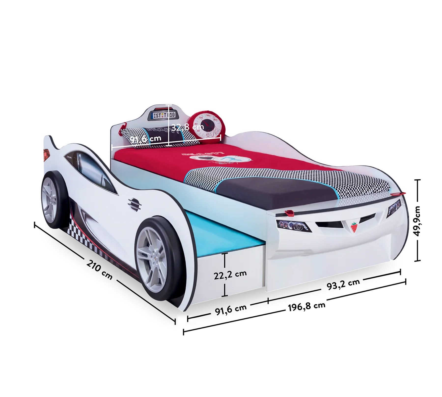 Furniture Time Car Bed for 2 Children Coupe with Bed Box / Pull-Out Bed