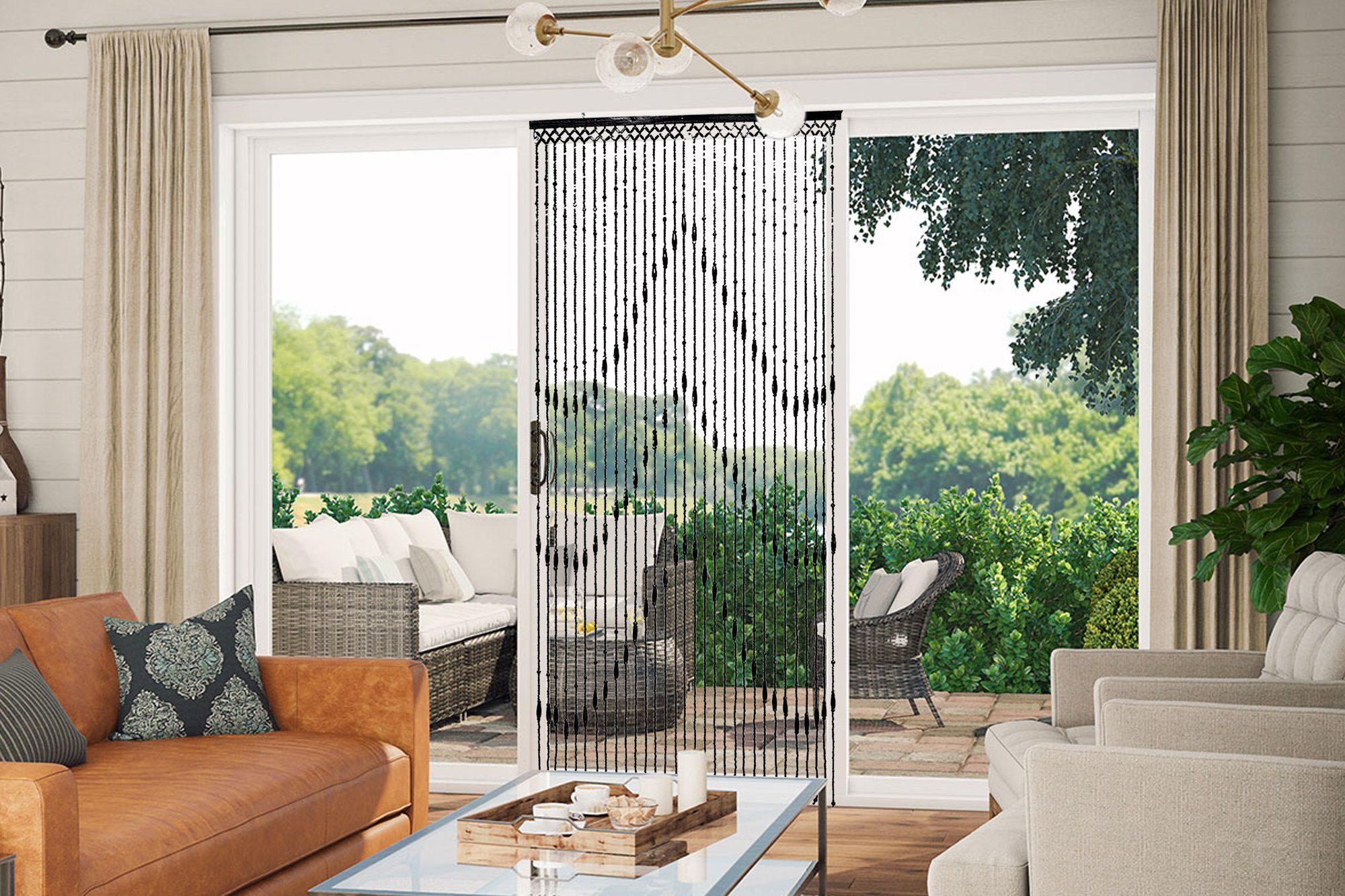 Kobolo Türvorhang Holzperlenvorhang WOOD 200 cm (1 St), Ösen, transparent günstig online kaufen