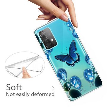 Wigento Handyhülle Für Samsung Galaxy A32 5G Silikon Case TPU Motiv Dream Butterfly Schutz Muster Tasche Hülle Cover Etuis Zubehör