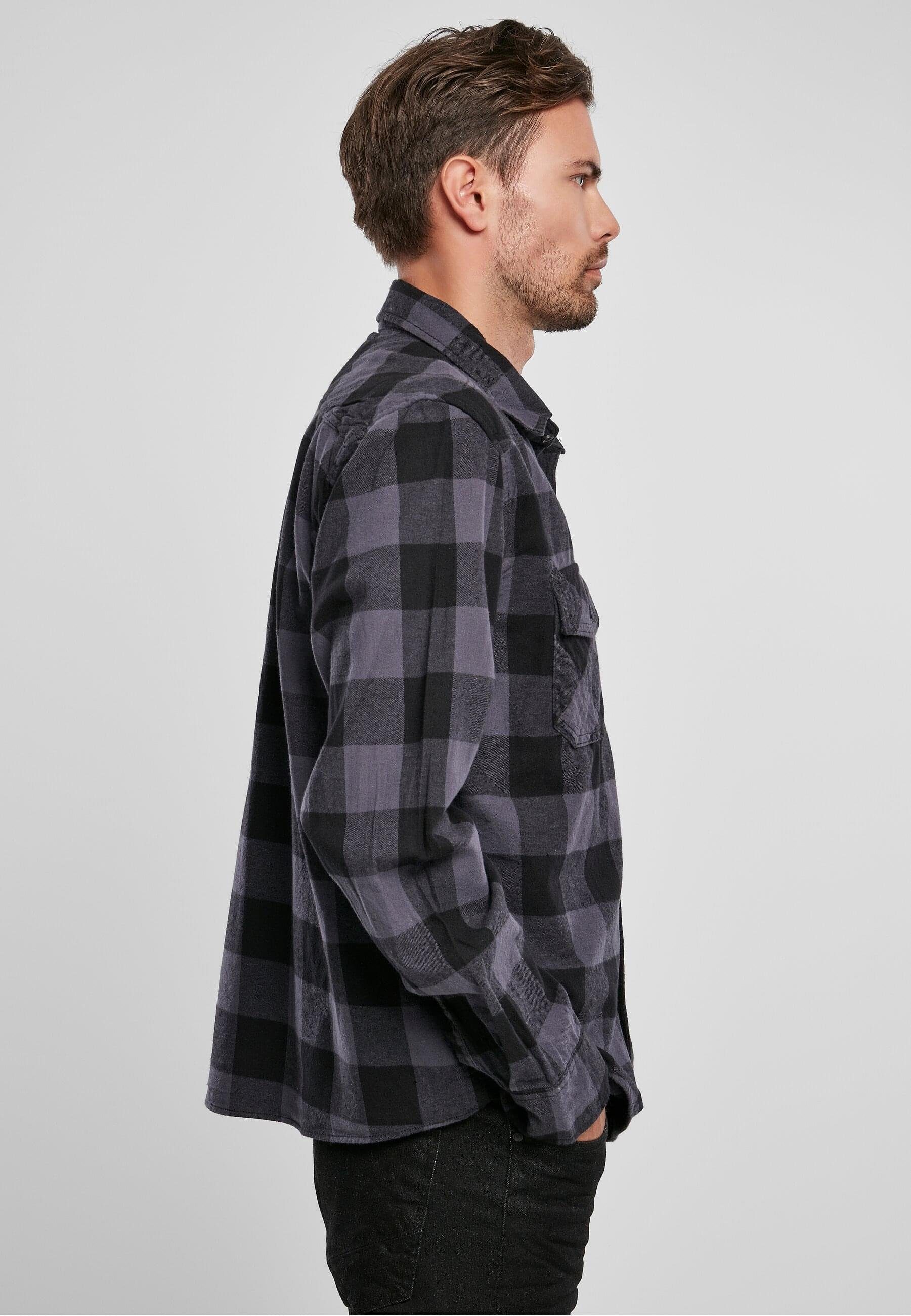 black-grey Checked (1-tlg) Shirt Langarmhemd Herren Brandit