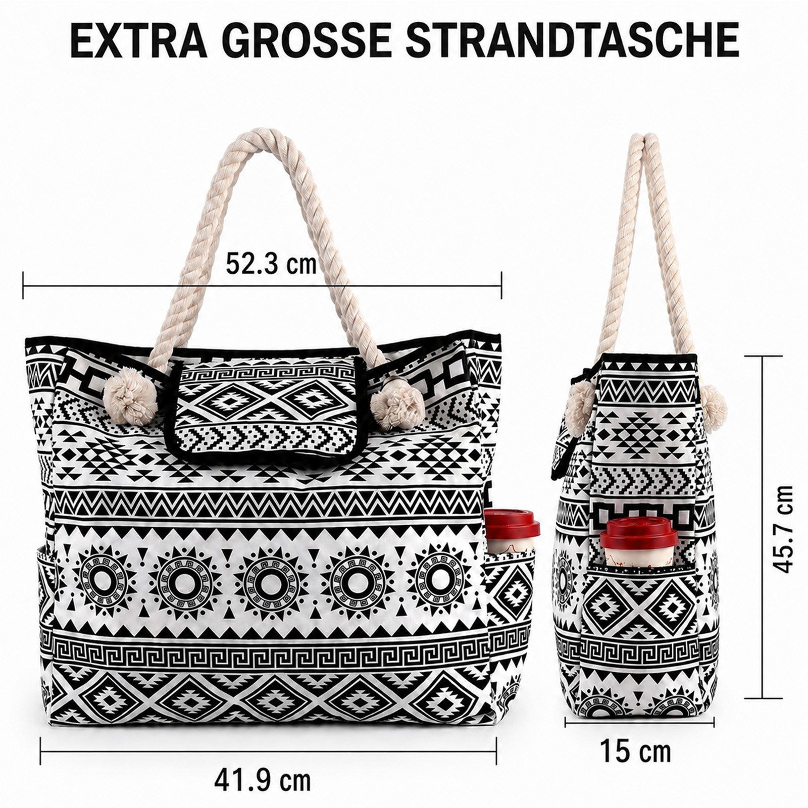 MOPUEA Strandtasche Große Strandtasche Damen mit Reißverschluss, wasserabweisend (Schultertasche aus Oxford-Gewebe, Pooltasche mit Konstellationsmuster, 1-tlg), Groß Badetasche,Abdichtung,großer Raum,bequemes & tragbares