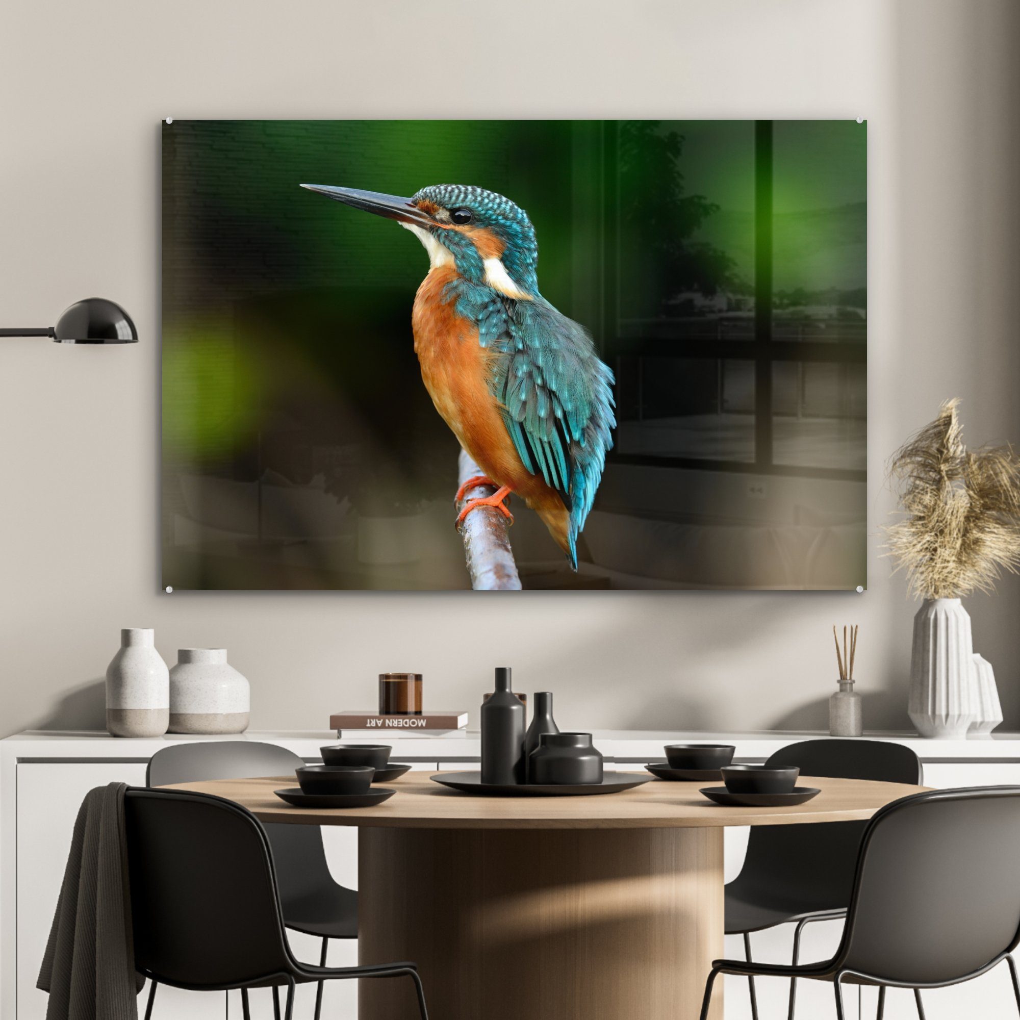 - Schlafzimmer Park, Acrylglasbilder - & Zweige Wohnzimmer Acrylglasbild MuchoWow St), (1 Eisvogel