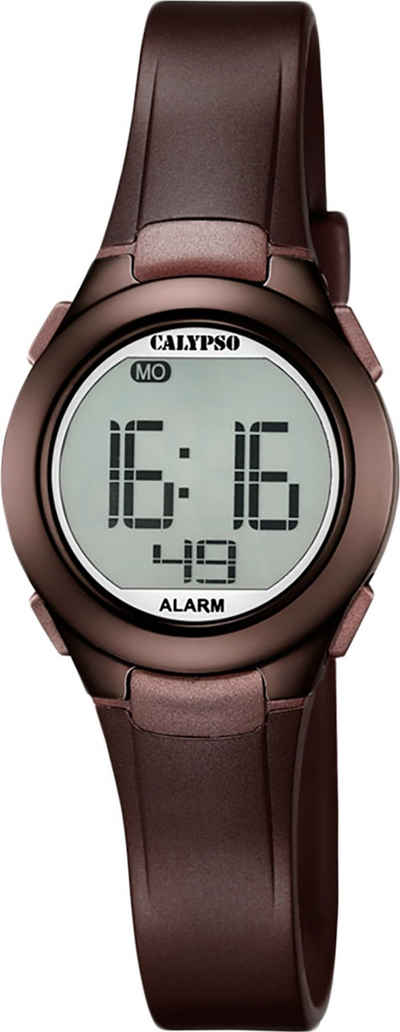 CALYPSO WATCHES Digitaluhr »UK5677/6 Calypso Damen Uhr K5677/6 Kunststoffband«, Damen Armbanduhr rund, PURarmband braun, Sport