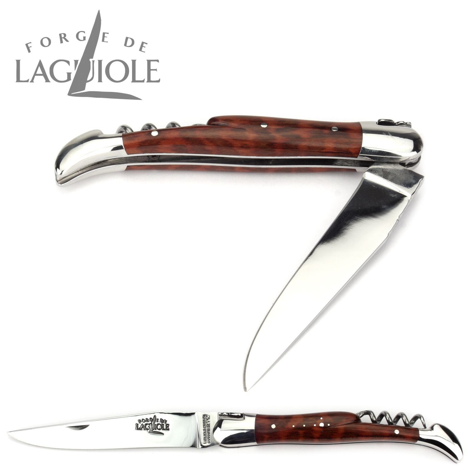 Forge de Laguiole Taschenmesser 22121 F IN AM BRI, "Collection" - Griff 12cm Amourette - Korkenzieher - Stahl glänzend