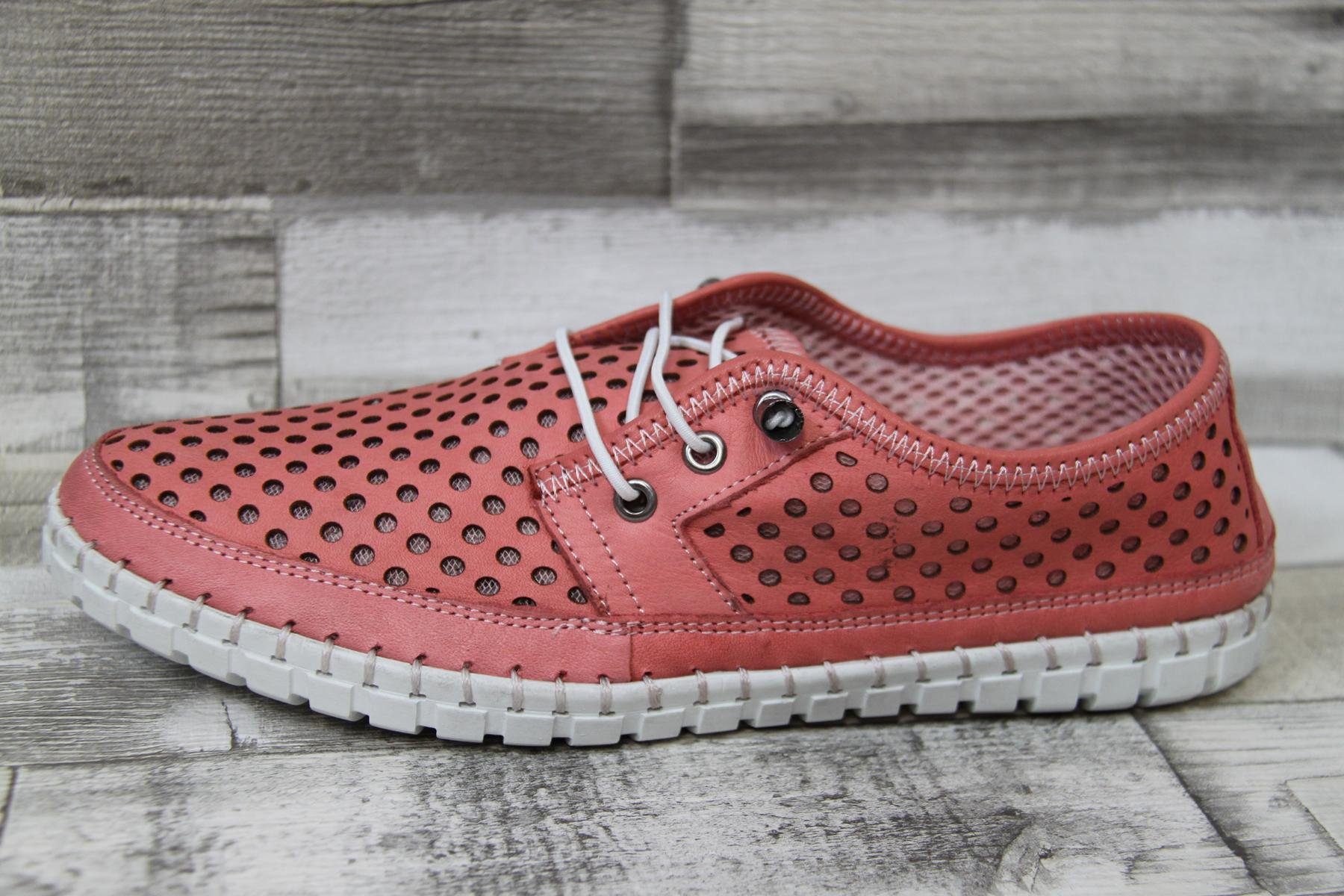 Gemini Damen Schnürer durchbrochen lachsfarben mit Gummisenkel Sneaker