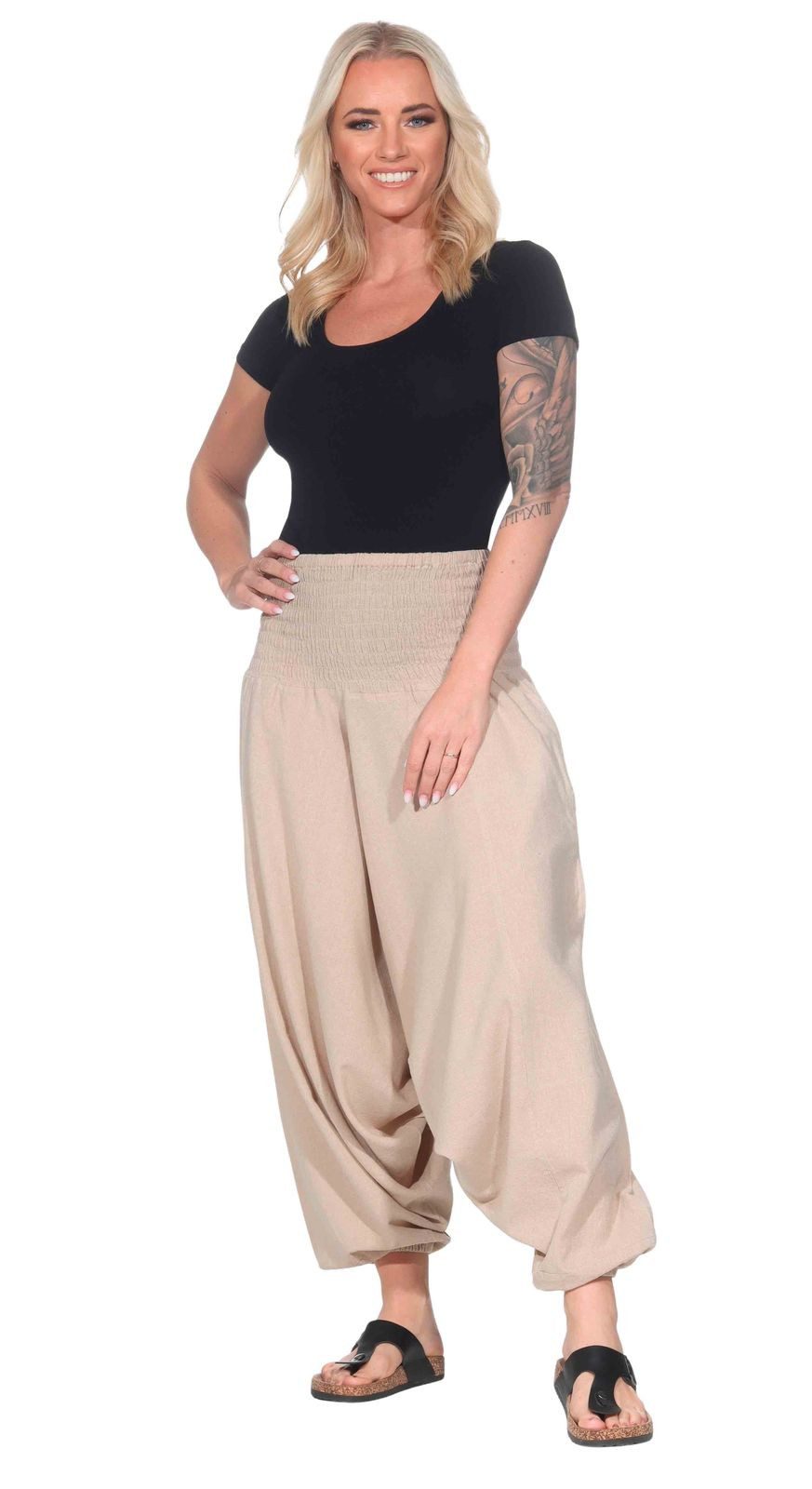 KUNST UND MAGIE Haremshose Unisex Orientalische Haremshose Pluderhose Pumphose Einheitsgröße