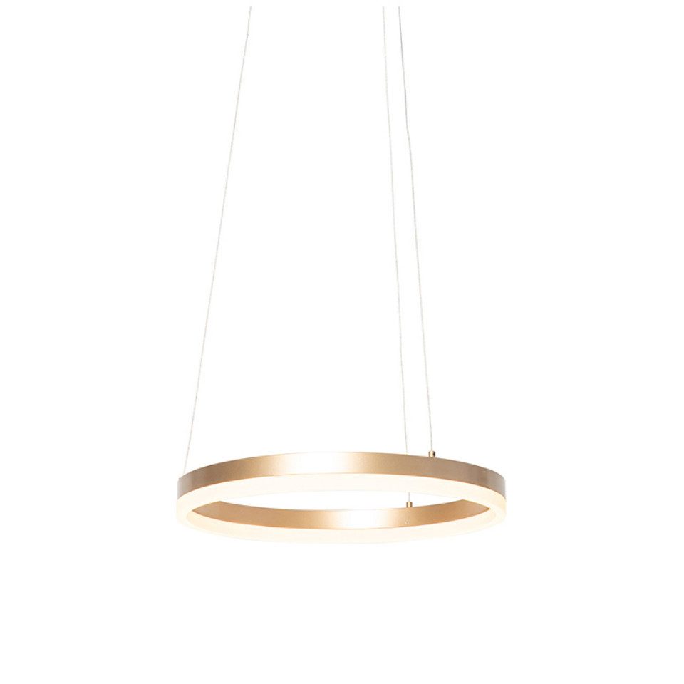 Qazqa Pendelleuchte Anello, LED fest integriert, (nicht austauschbare) LED, Gold/Messing, Design, Aluminium, 1-flammig