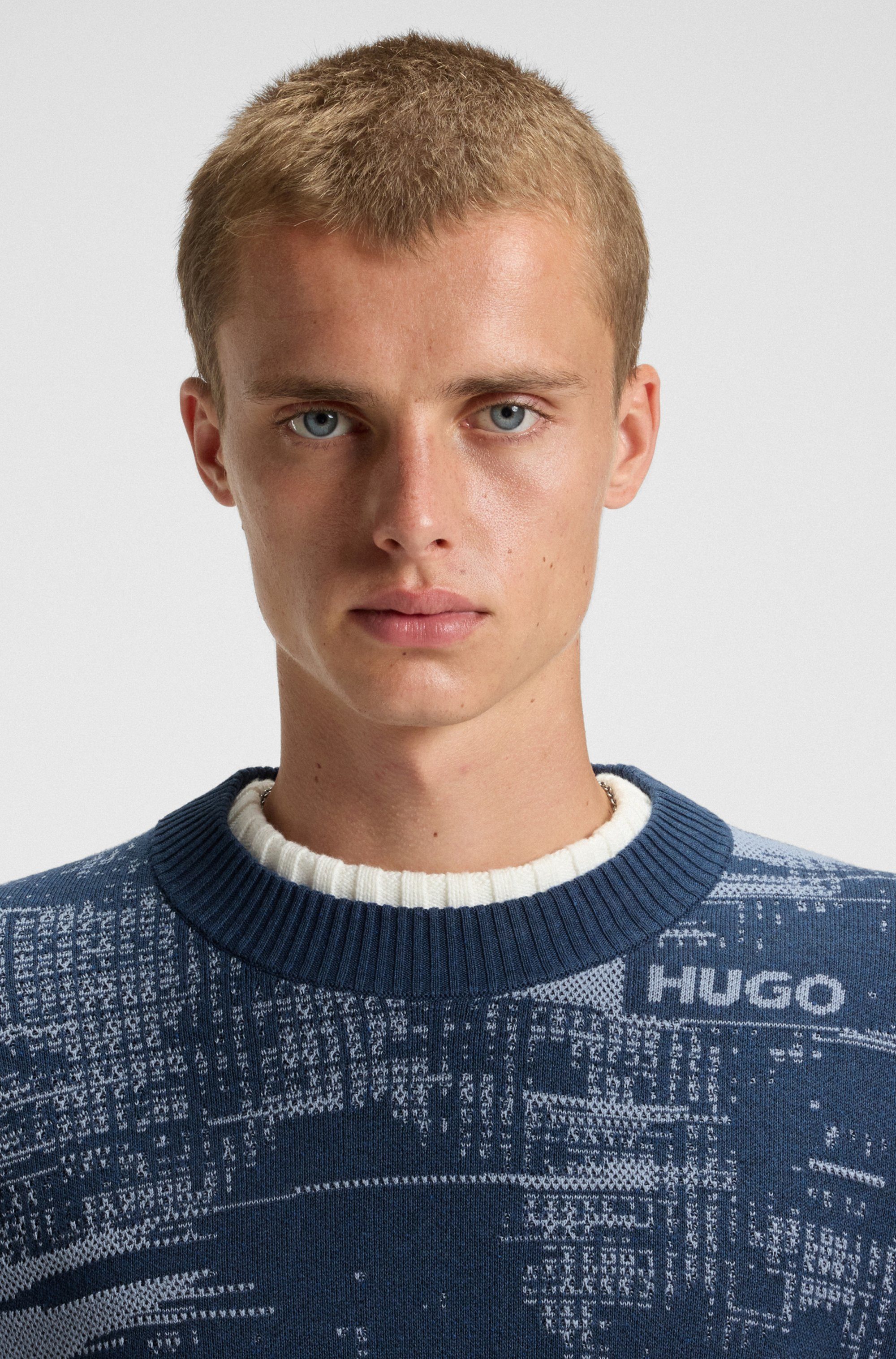 HUGO Blue Jacquardpullover Sorbas Rundhalsausschnitt, relaxed günstig online kaufen