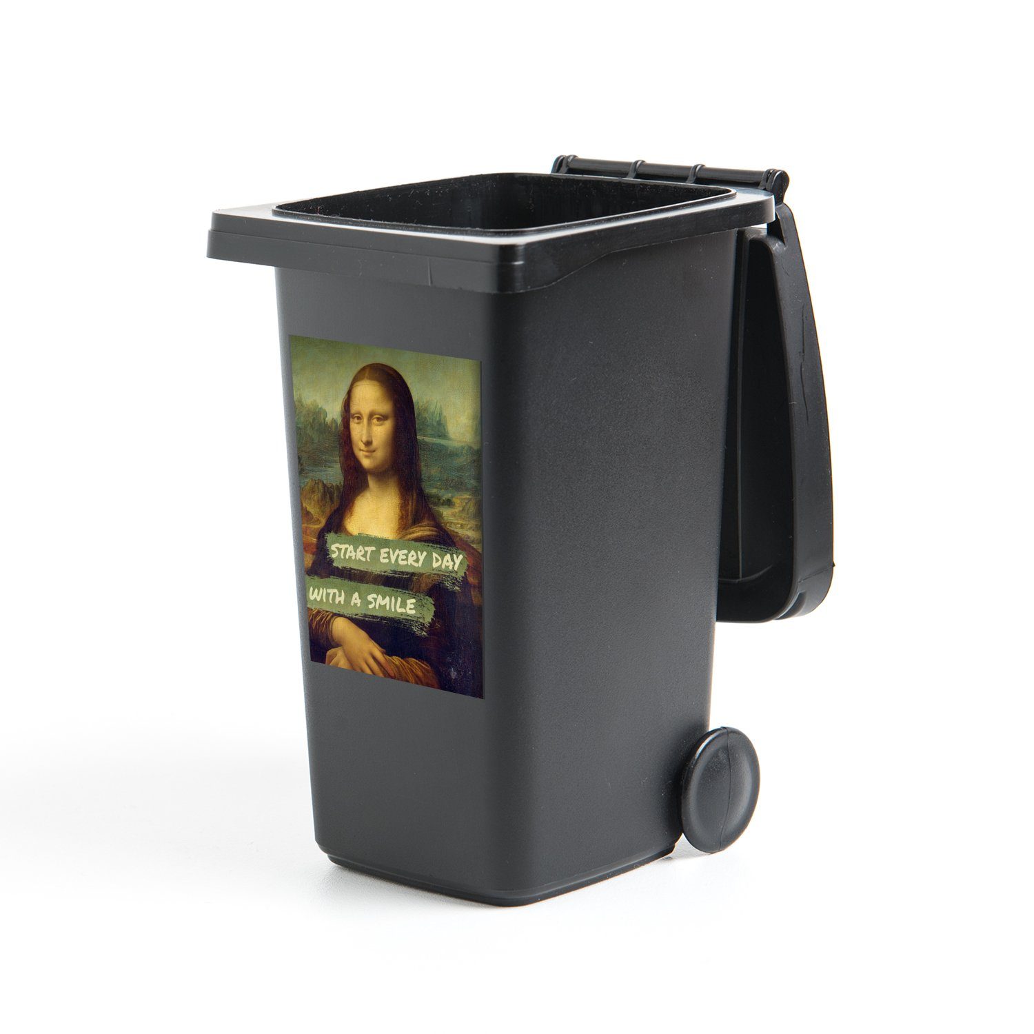 Mülltonne, Mülleimer-aufkleber, Vinci Wandsticker Sticker, Mona Da St), Abfalbehälter Lisa (1 Container, - MuchoWow Zitat -