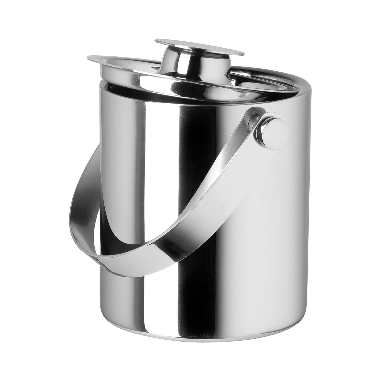 Fink Eiseimer NATHAN Eiswürfeleimer - silber - H. 13,5cm - Edelstahl - Eisbehälter, Eiseimer Kühler - Eisbehälter & Eiswürfelfass für Partys