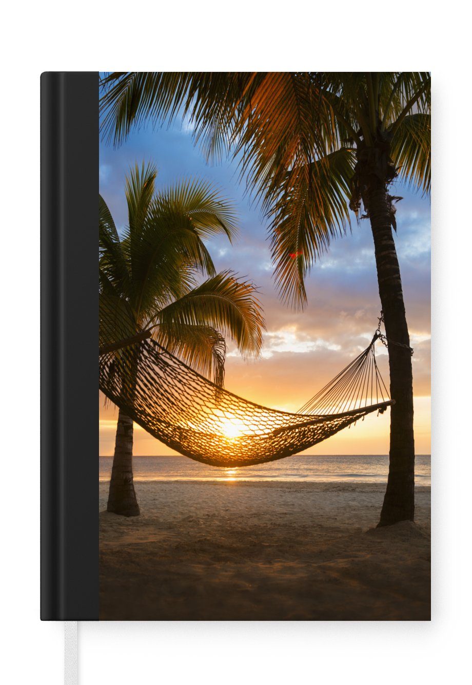 MuchoWow Notizbuch Sonnenuntergang - Hängematte - Palme, Notebook, Notizblock a5, Tagebuch, Journal Liniert
