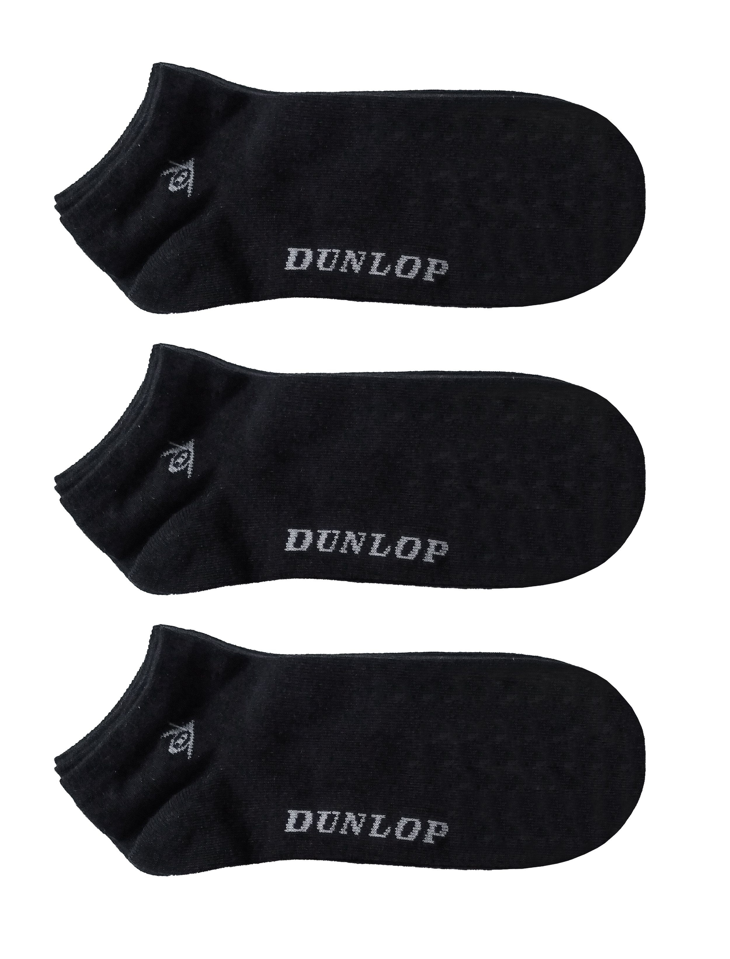Dunlop Sneakersocken 3 Paar SNEAKERSOCKEN Große: 39-42 Schwarz Sportsocken (Größe 39-42) Tennissocken Sneaker Socken