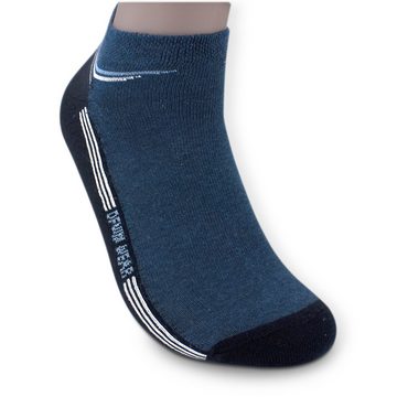 Die Sockenbude Sneakersocken DENIM (Bund, 4-Paar, mit Piqué-Bund) blau grau schwarz