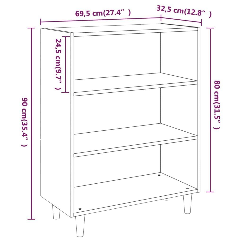 vidaXL Sideboard Sideboard St) Braun Braune Eiche cm Eichen-Optik 69,5x32,5x90 Holzwerkstoff (1