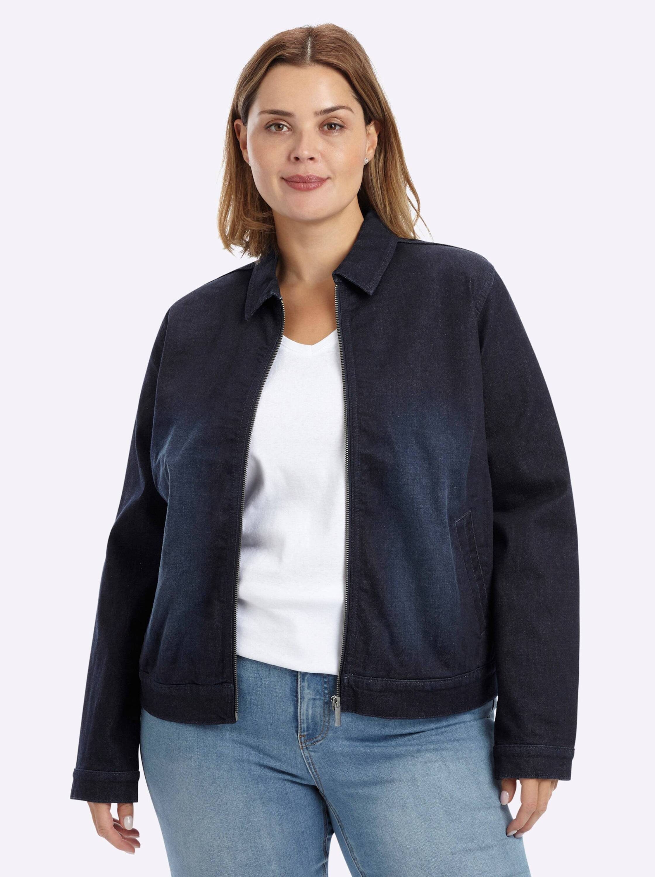Sheego Blusenblazer Jeansblazer Langarm