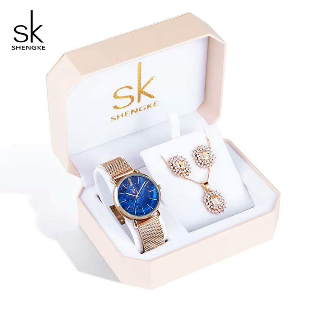 Schmuckset Valentinstag Muttertag Shengke Geschenkset, Damenuhr Geschenkbox