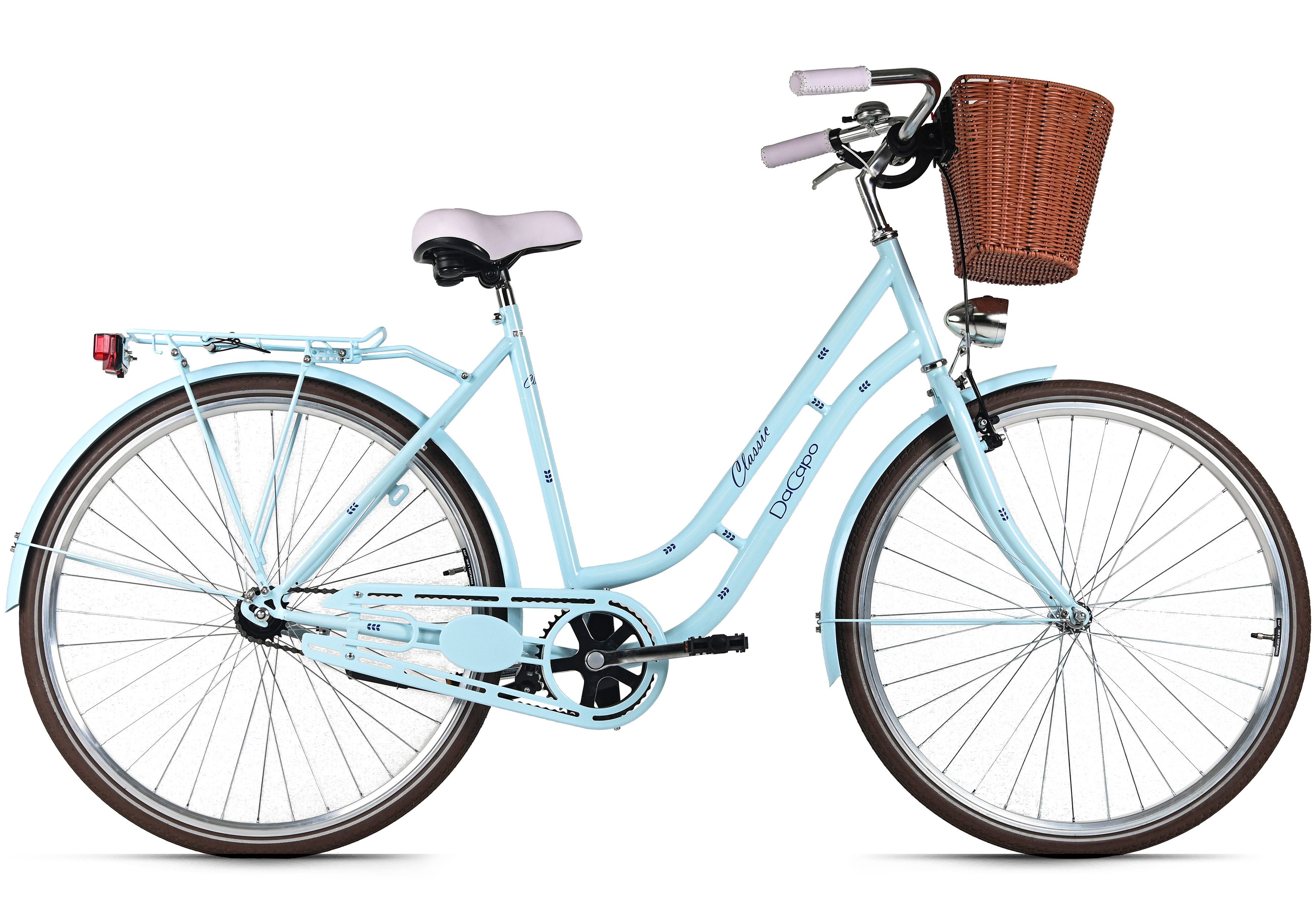 Dacapo Cityrad Damenrad 28'' Classic Premium Blau 1 Gang RH 53 cm mit Korb, 1 Gang, ohne Schaltung