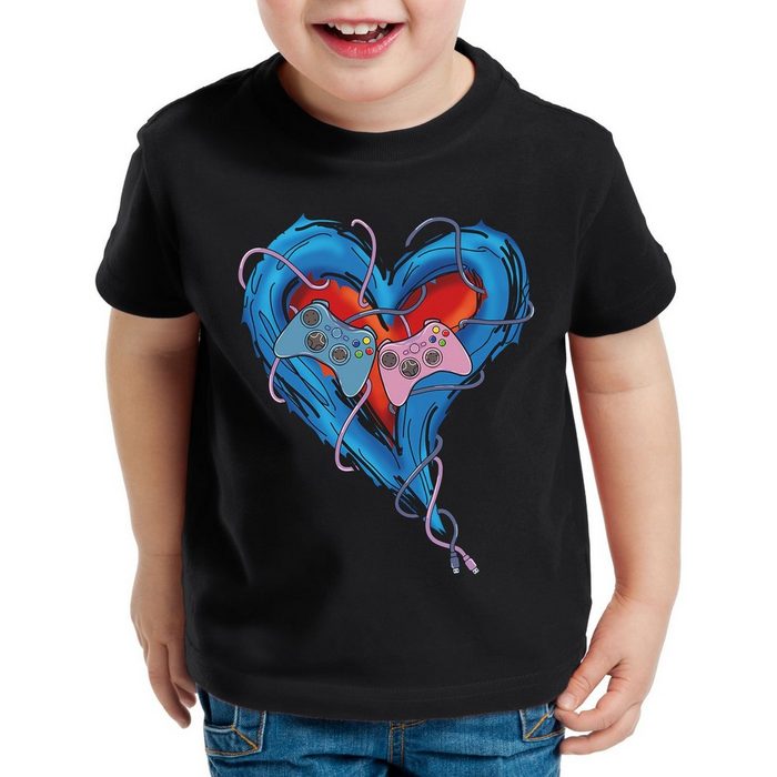 style3 Print-Shirt Kinder T-Shirt Gamer Love videospiel partnerschaft liebe