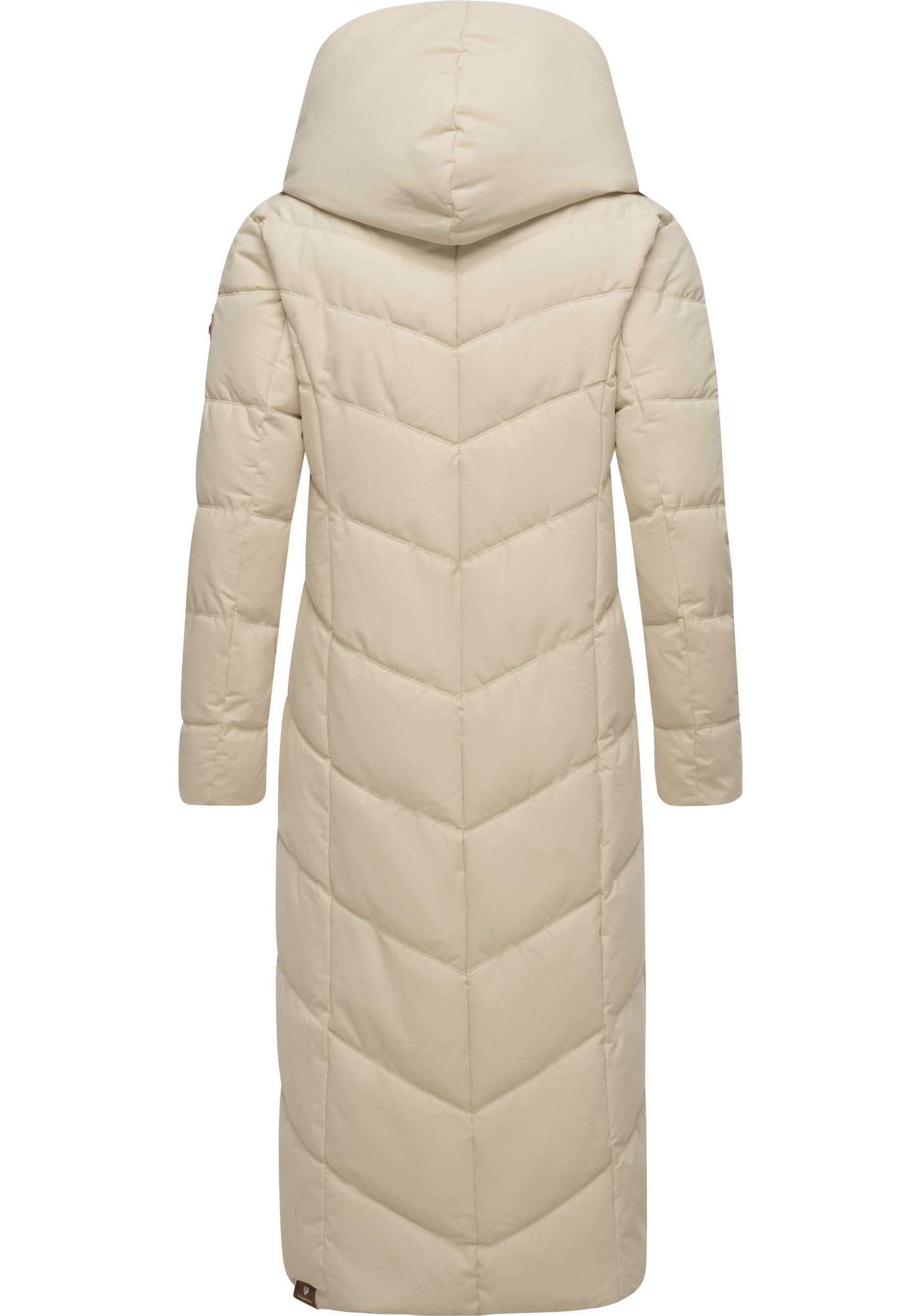 Ragwear Steppmantel Natalka Extralong Gesteppter Damen Mantel mit Kapuze