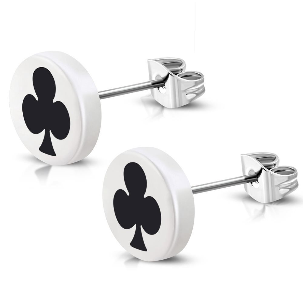 Ohrring-Set Ohrstecker Spielkartenfarben Silber aus Edelstahl Unisex Kreuz