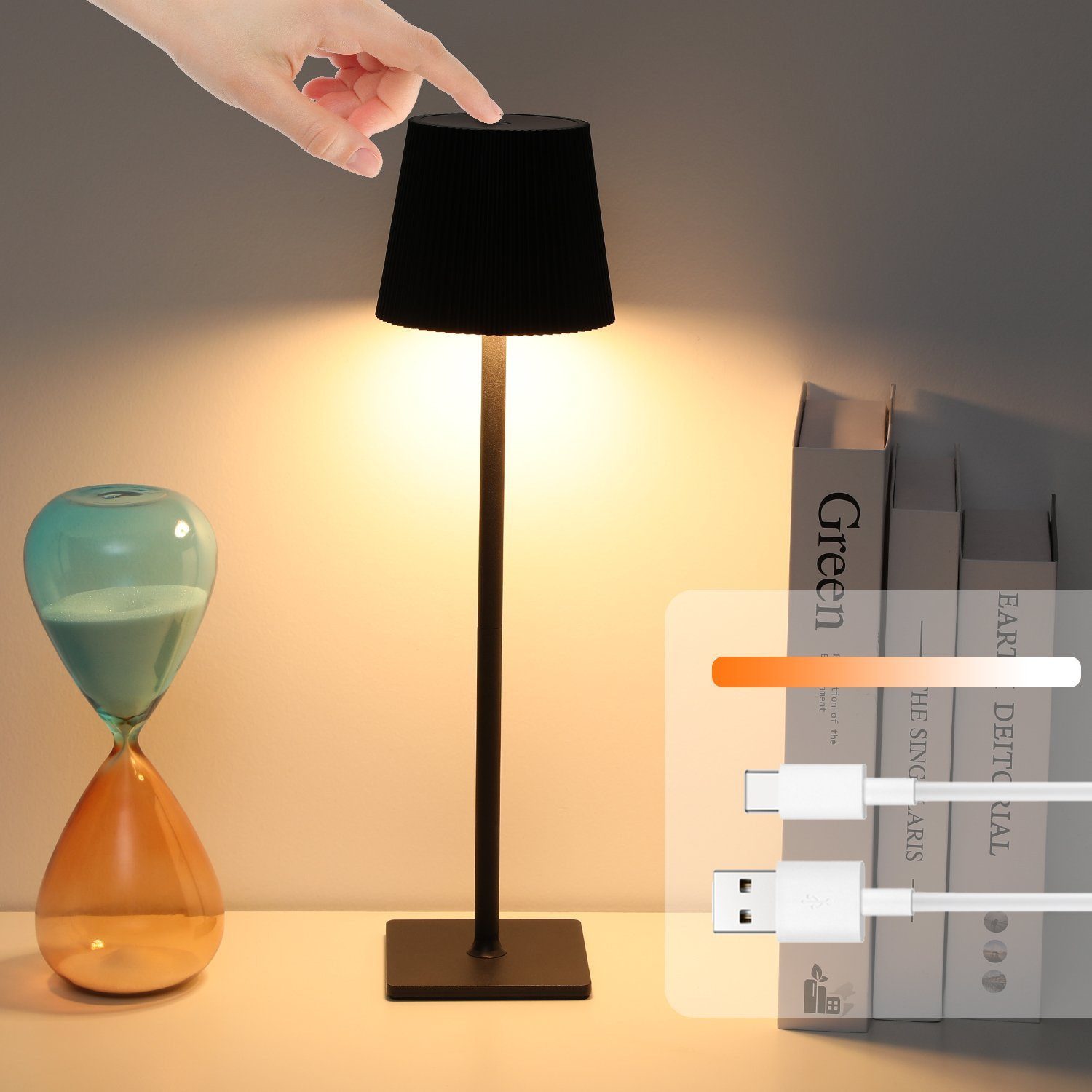 WILGOON LED Tischleuchte Tischlampe Kabellos,LED Touch-Dimmbare günstig online kaufen