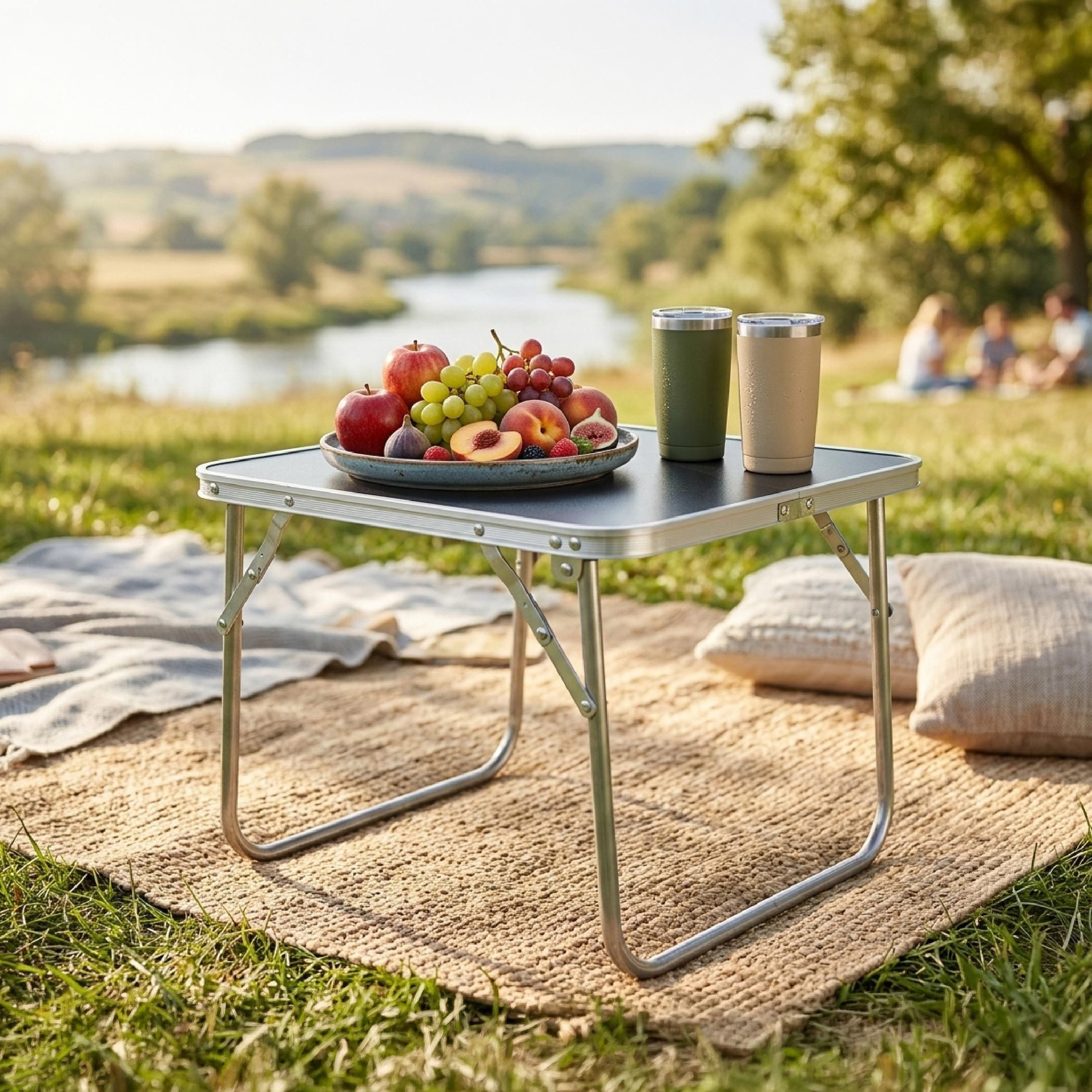 Spetebo Campingtisch Mini Alu schwarz klappbar - 40 x 40 cm (Anzahl, 1-St., Stück), klappbar - Stabile Konstruktion