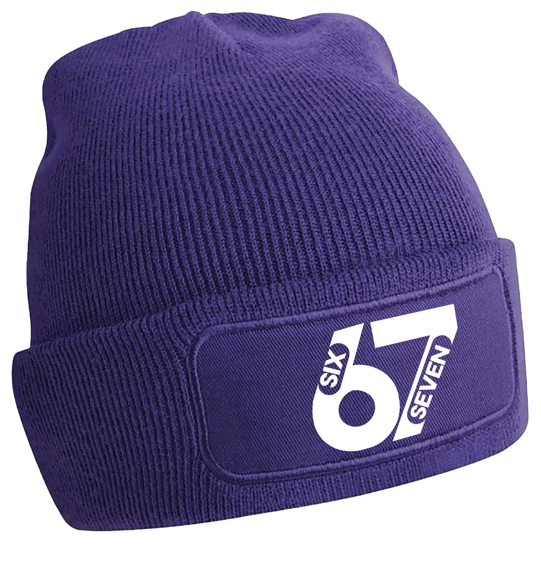 MyDesign24 Strickmütze mit 67 print Six seven Mütze Wintermütze i774