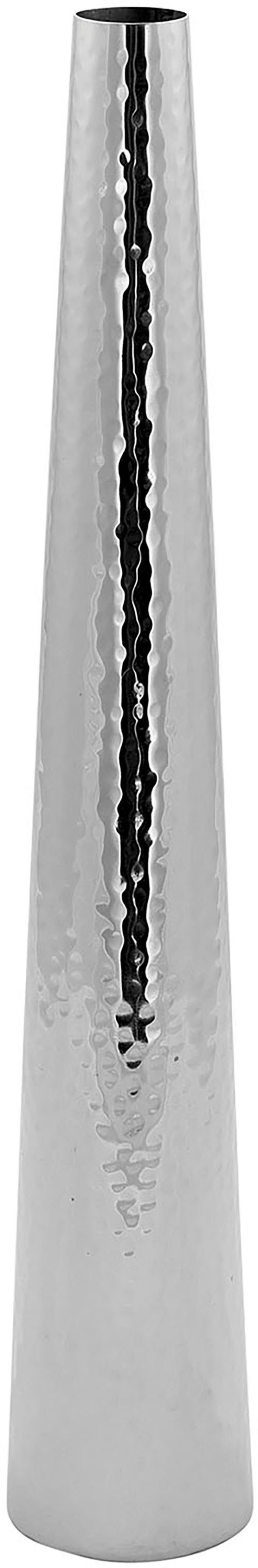 Fink Dekovase CUBA, mit feiner Hammerschlagstruktur (1 St), Rosenvase, Tischvase aus Edelstahl, silberfarben