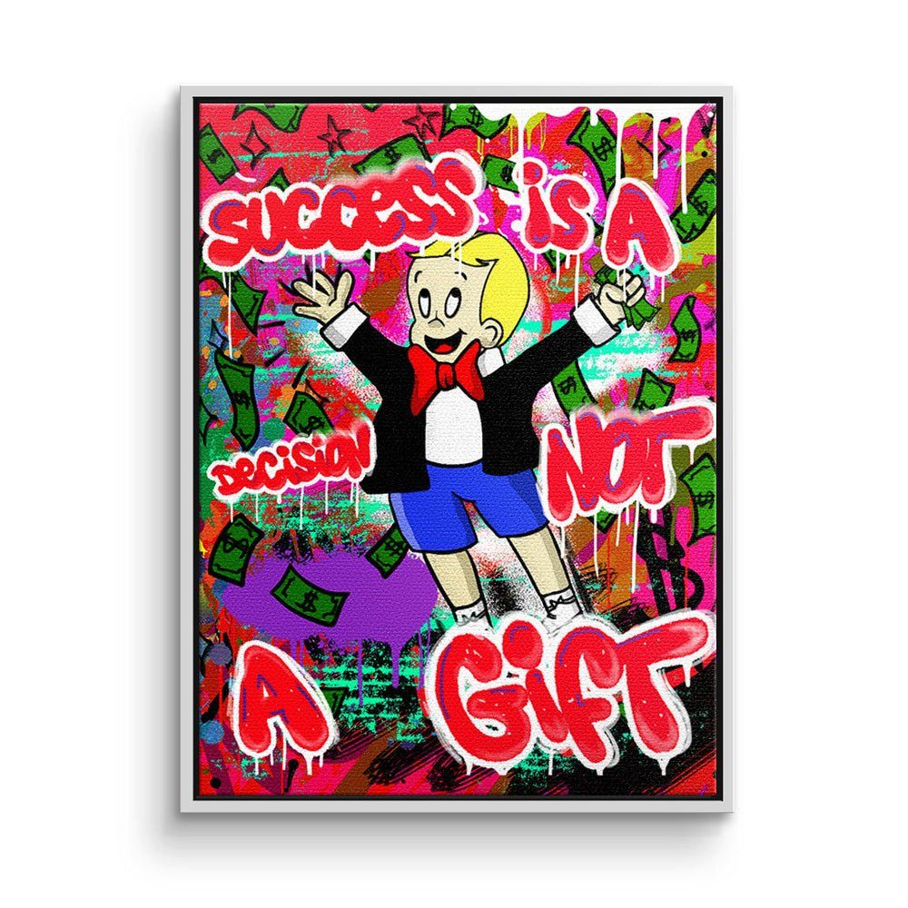 DOTCOMCANVAS® Leinwandbild, Premium Motivationsbild - Richie Rich - Erfolg - Success is a Decision