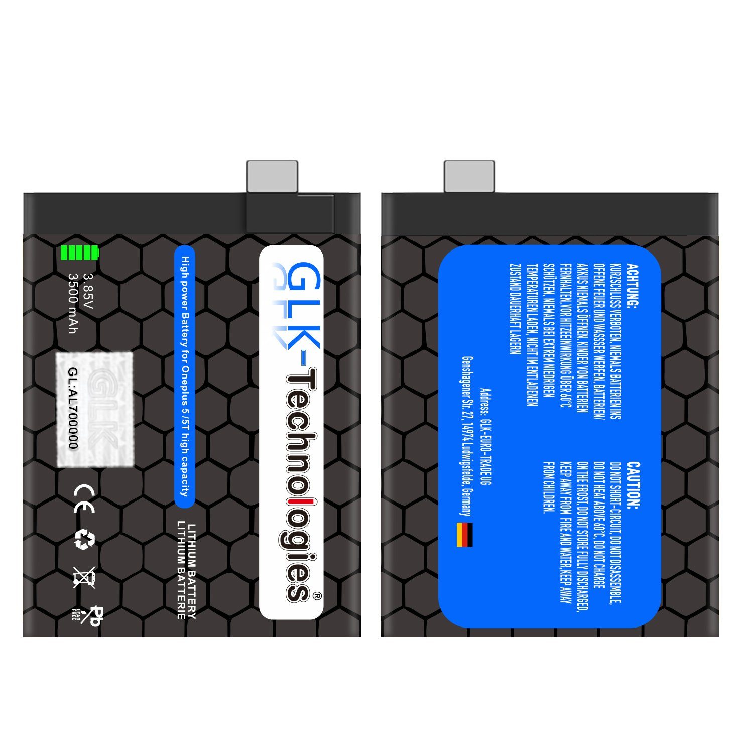 GLK-Technologies Glk-Technologies Set Ohne 5T OnePlus für akku BLP657 (5.3 OnePlus Handy-Akku 5 V)