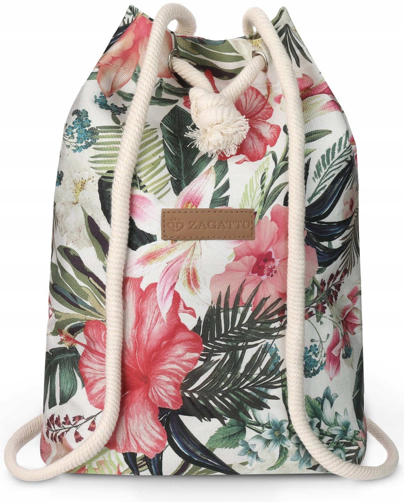 ZAGATTO Turnbeutel Zagatto ZG669 Mehrfarbig mit Blumenmuster aus Canvas für A4, mit 3 Tragevarianten als Rucksack, Schulter- oder Handtasche