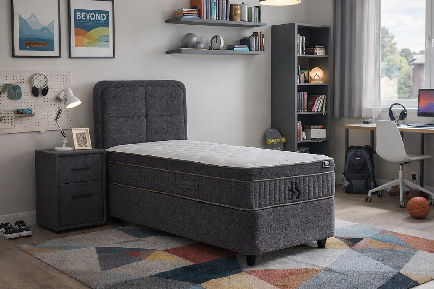 Pointhome Boxspringbett, Jungenbett, Mädchenbett, Kinderbett, 90 x 200 cm, 120 x 200 cm (Bett mit Bettkasten, Matratze & Stauraum), Hydraulischem Stauraum