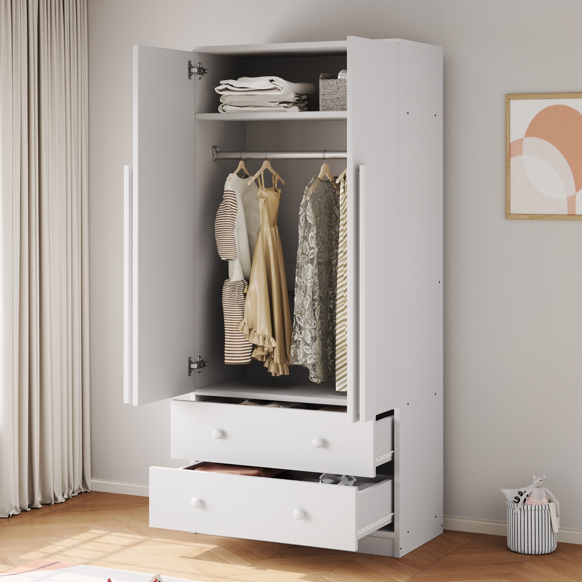 Flieks Kleiderschrank Doppeltür-Design Kleiderschrank 70x40x170cm mit günstig online kaufen