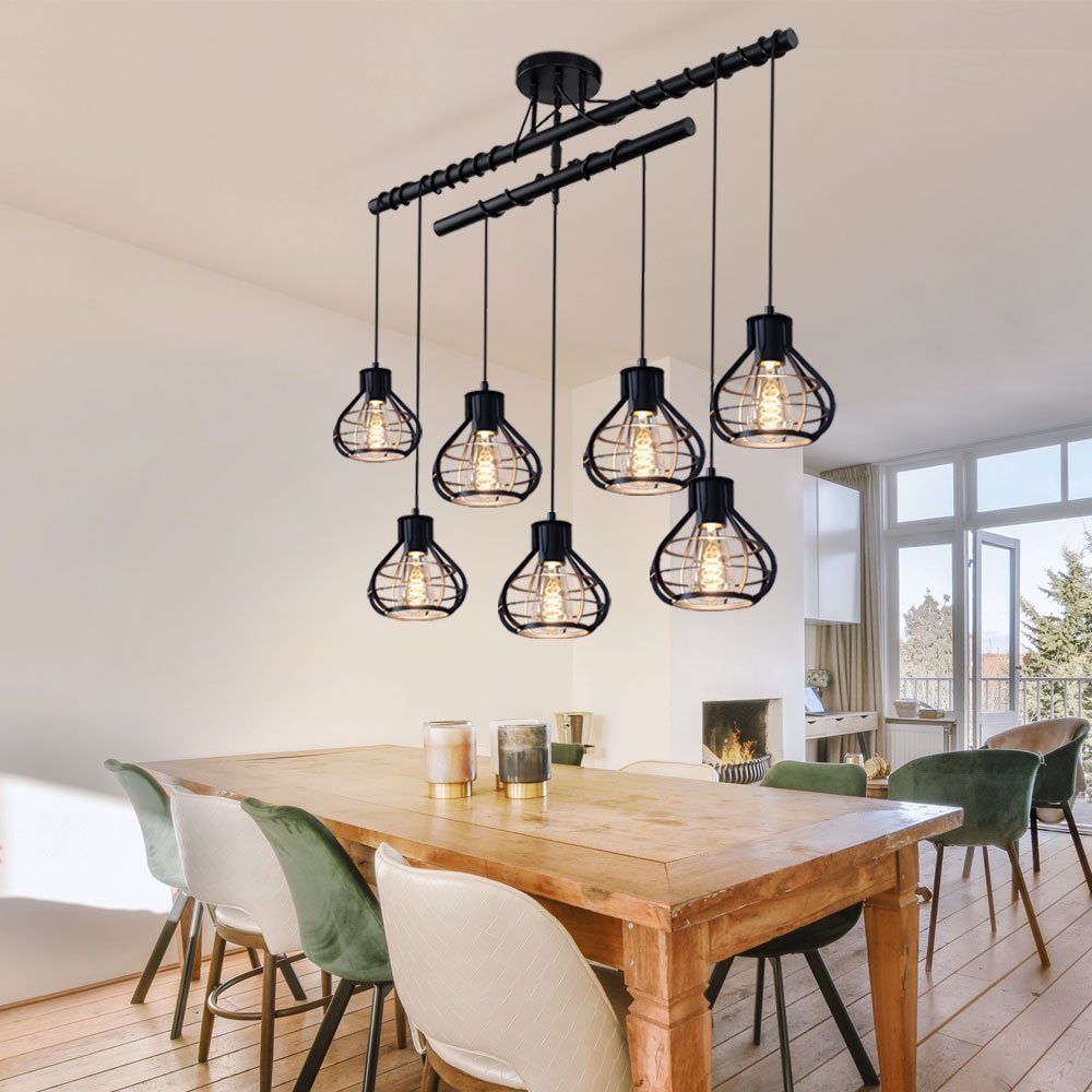 höhenverstellbar LED Leuchte Leuchtmittel Lampe Hänge Decken Retro FERNBEDIENUNG Warmweiß, Farbwechsel, Pendelleuchte, inklusive, Käfig etc-shop